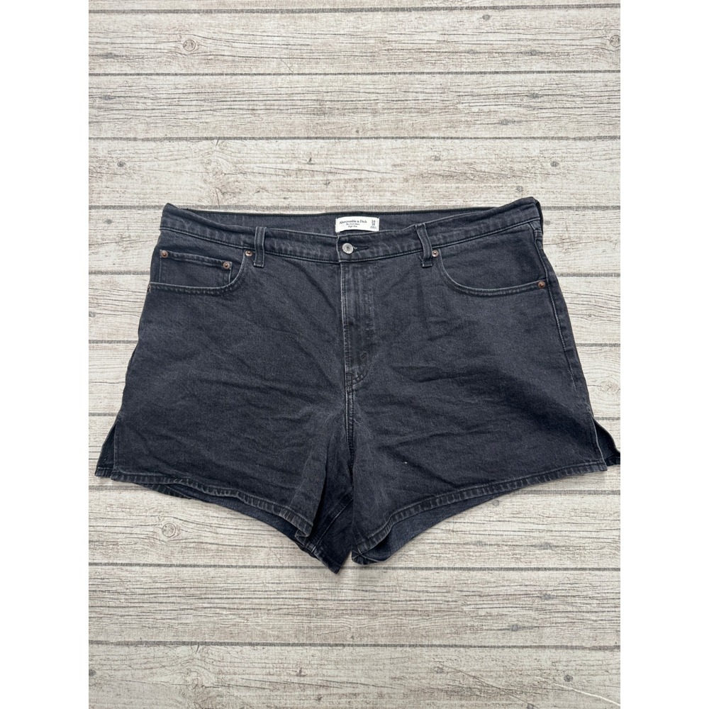 Y2K Abercrombie & Fitch Dad Shorts Women's 18/34 Black Denim High Rise Relaxed